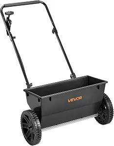 Photo 1 of ***MISSING PARTS***VEVOR Broadcast Spreader 50 lbs Capacity Drop Spreader with Hopper Grate | for Lawn & Garden Care, 18 in Spreading Width & 30 Adjustable Settings, 10 in All Terrain Tires for Seed, Fertilizer, Black