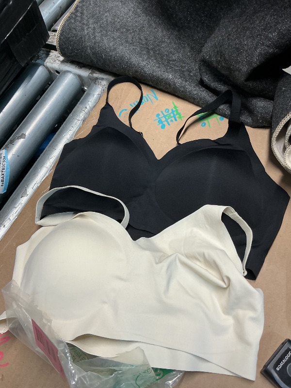 Photo 1 of ***STOCK PHOTO FOR REFERENCE ONLY***Wireless Bras for Women Full Coverage Supportive Seamless Bralettes No Underwire Push Up Comfort Soft T-Shirt Bra(2 Pack: Black+Nude,Medium)