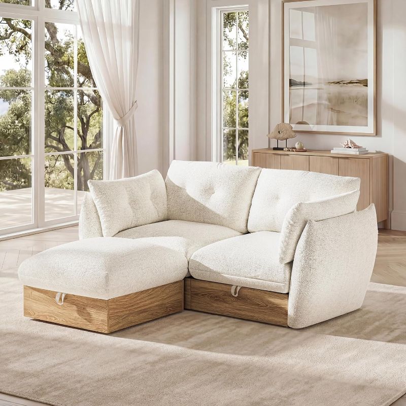 Photo 1 of ***MULTIPLE BOXES****72.5" L Shaped Sofa Modular Sectional Cloud Couch with Storage, Modular Deep Seat Couch Oversized Sofa with Ottoman, Armrest Pillow, Easy Assembly for Living Room, Apartment, Office, Ivory
