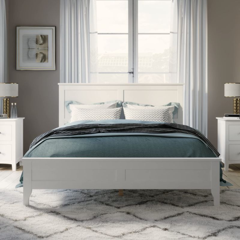 Photo 1 of ****BOX 2/2***Merax Modern Solid Wood Queen Size Platform Bed with Headboard,No Box Spring Needed,Easy Assembly,White