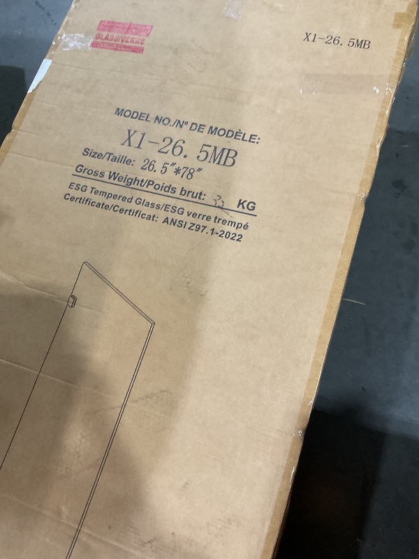 Photo 1 of ***FACTORY SEALED***Fab Glass and Mirror Frameless Single Hinged Shower Door, SGCC Certified 3/8" Clear Tempered Glass with Smart Guard Coating, Reversible Handle 30" X 80" Matte Black