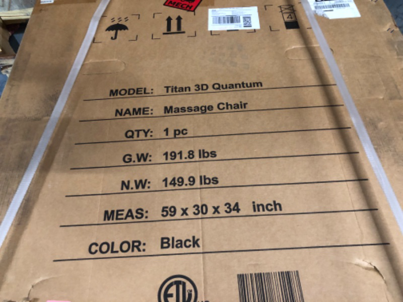 Photo 1 of ***TRUCK/TRAILER PICKUP ONLY***  ***FACTORY SEALED - OPENED FOR INSPECTION***  Osaki Titan Quantum Black Massage Chair