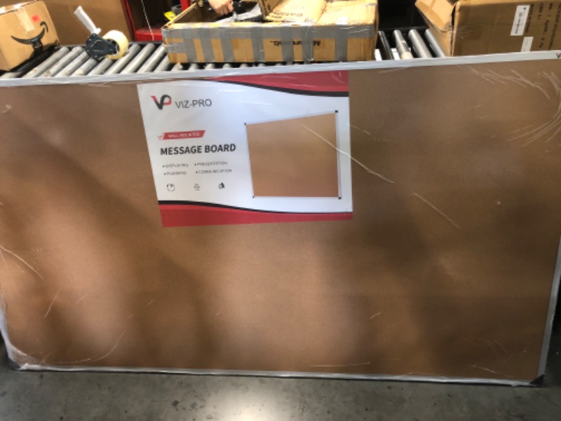 View 2 of ***LARGE CRACK ON ONE CORNER***
VIZ-PRO Large Cork Bulletin Board, 72 X 40 Inches, Wall-Mounted Corkboard with Silver Aluminium Frame for School, Office, and Home