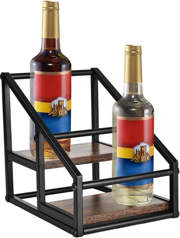 Photo 1 of ***MISSING HARDWARE***
YQBRAO 2-Tier Coffee Syrup Organizer, 4-Bottle Rack, Rustic Brown
Holds 4 bottles in a narrow two-tier footprint for small counters, coffee corners, apartments, and bar carts.