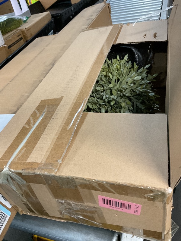 Photo 1 of 2 Ft Topiary Trees Artificial Boxwood Topiary Galvanized Potted Artificial Plants Indoor Artificial Potted Shrubs for Porch- Artificial Topiary for Outdoors & Indoors Decor - Set of 2