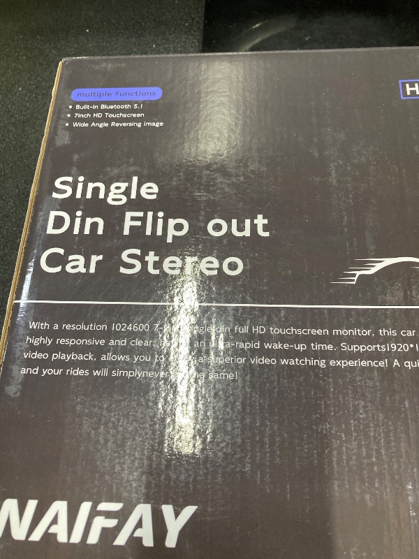Photo 1 of **MISSING PARTS***Naifay Single Din Car Stereo with Dash Cam & Backup Camera, 7INCH Flip Out Single Din Touchscreen Car Stereo with Apple Carplay & Android Auto, Car Audio Receivers Bluetooth Mirrorlink FM Car Radio