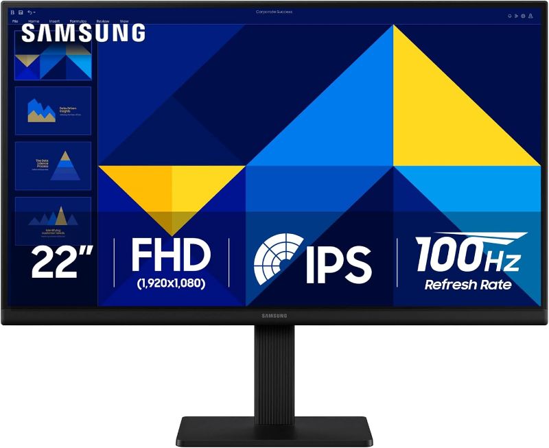 Photo 1 of ***NO POWER PLUG***Samsung 22" (S30GD) Essential Monitor with IPS Panel and Tilt Only Stand, 100Hz Refresh Rate, Ergonomic Design, Advanced Eye Care, Game Mode, LS22D304GANXZA