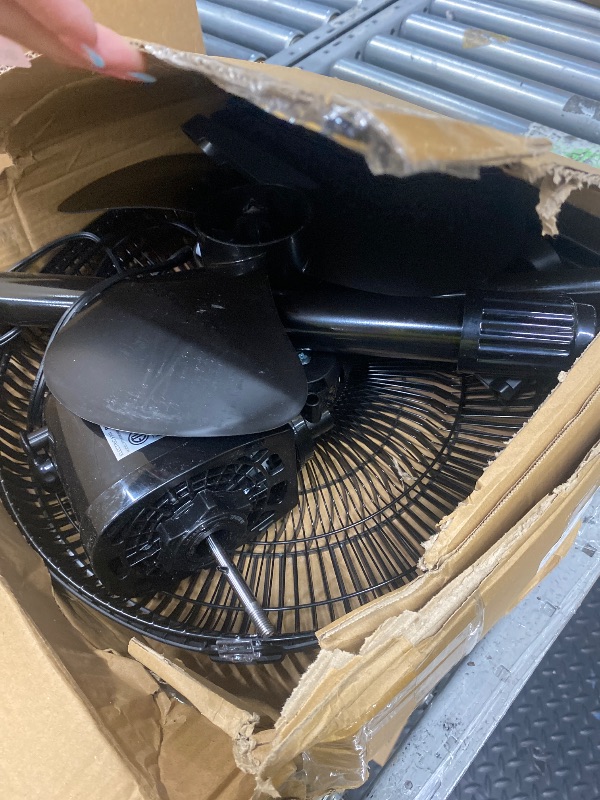 Photo 1 of ***PARTS ONLY- SELLING AS IS *** Amazon Basics 16" Pedestal Fan with Remote for Bedroom, Living Room, Office, Adjustable Height, Dual-Layered Blades, 3 Speeds, 3 Modes, Timer, Tilt Head, 60W, Black