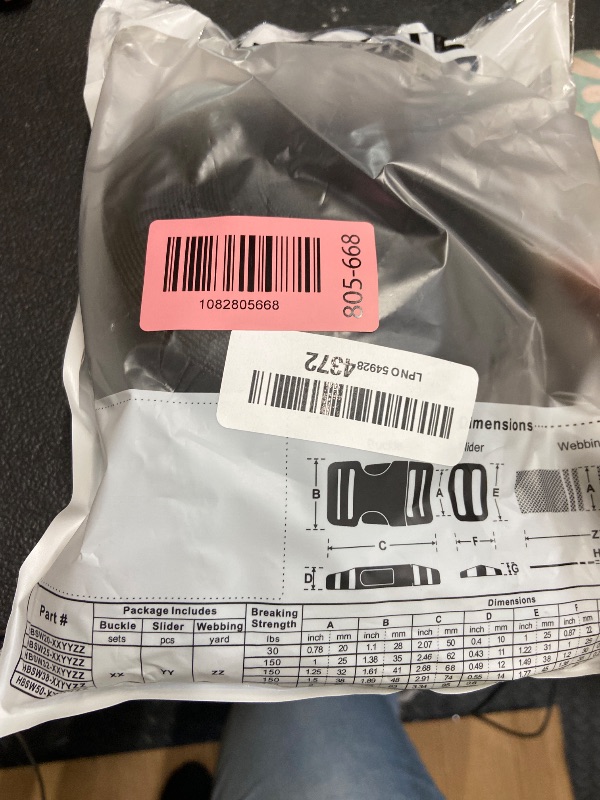 Photo 1 of 1 inch Straps and Buckles Set: 12 yard Nylon Webbing Strap 1" Wide, 10 pack Side Release Plastic Buckle, 20 pcs Tri-glide Slide Clip, Heavy Duty Quick Snap Fastener Dual Adjustable No Sewing Required