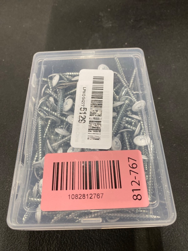 View 2 of #8 x 1-1/2" (150 PCS) White Head Modified Truss Head Wood Screws, Phillips Drive Fast Metal Self Tapping Screws, Carbon Steel, Full Thread, Screwdriver Bit Included