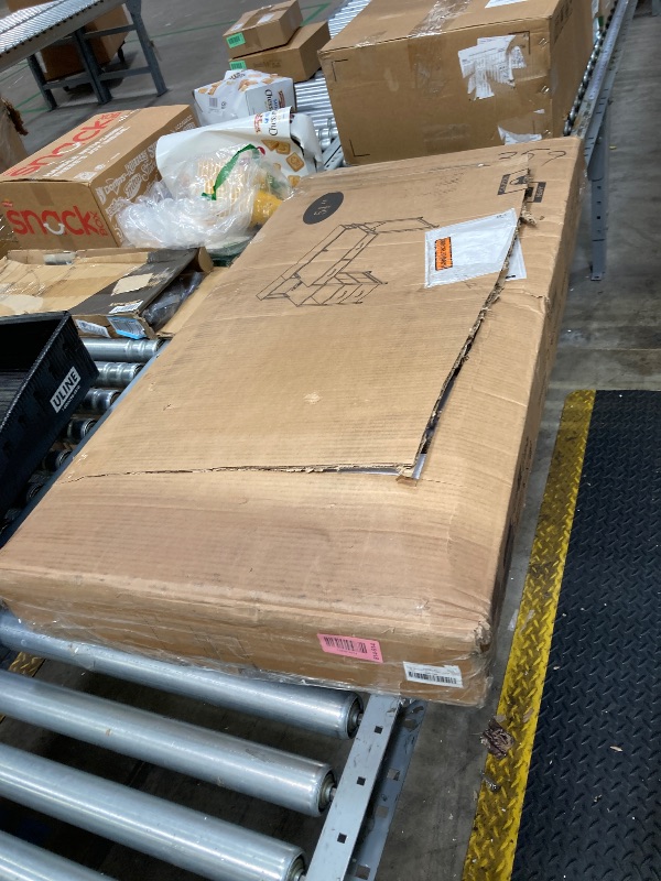 Photo 1 of **Damaged and missing hardware***MUTUN 53" Computer Desk with 4 Drawers & Power Outlets, Reversible Home Office Desk with Monitor Stand & Printer Stand, Gaming Desk with Led Lights, Study Writing Work Desk Table for Bedroom (White)