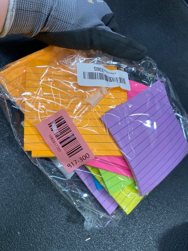 Photo 1 of (12 Pads) Lined Sticky Notes 4x4 in, 6 Bright Colors Self-Stick Note Pads, Strong Adhesive, 47 Sheets/Pad