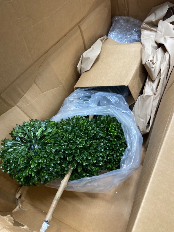 Photo 1 of *Pot missing* *minor damage* Nearly Natural 4ft. Boxwood Topiary Tree UV Resistant (Indoor/Outdoor)