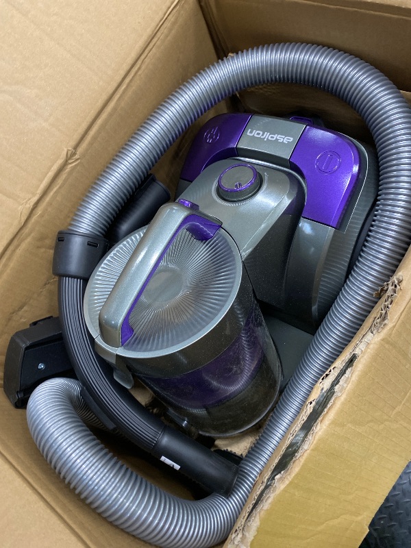 View 2 of *Used/dirty* Aspiron 1700W Canister Vacuum Cleaner, 45Kpa Bagless Vacuum Cleaner, Multi-Cyclonic Filtration, 2 Anti-Allergen HEPA Filters, 3.5QT Dust Cup, 4 Tools, Corded Vacuum for Hard Floor, Pet Hair, Wisteria