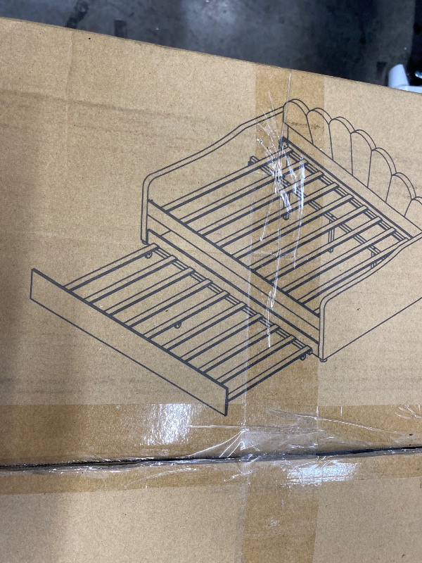 Photo 1 of ***Box 1 0f 3****
Merax Full Size Modern Upholstered Sofa Day Bed with Shall Shaped Backrest & Storage Drawers, Mutifunction Platform Bed with Wood Slat Support,Velvet Storage Bed Frame with Headboard/Twin, White