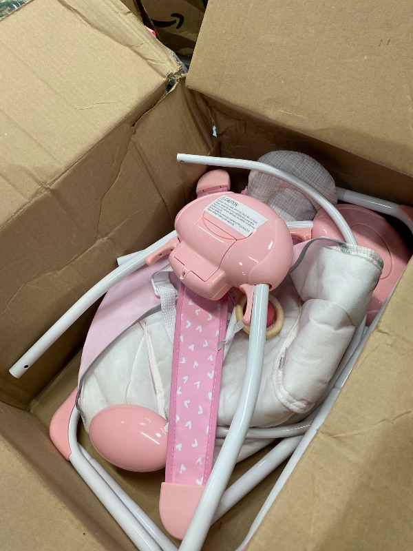 Photo 1 of ****Parts only****
Portable Baby Swing, Pink Electric Infant Swing with 5 Speed Levels, 6 Songs & Timer – Battery-Powered Only (No Batteries Included) Pink and White