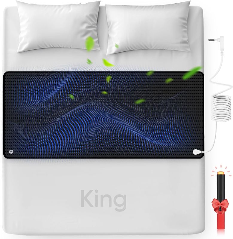 Photo 1 of ***MISSING GROUNDING CORD***FENBAS Grounding Mat for Bed, Enjoy The Grounding Effect Indoors, for Better Sleep, Pain and Stress Relief, PU Grounding Mat Set Comes with Grounding Cord and Test Pen 27''×78'' (King)