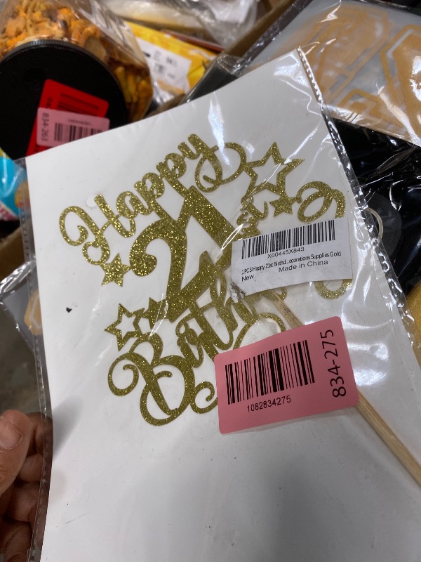 View 2 of 1 PCS Happy 21st Birthday Cake Topper Glitter Cheers to 21 Years Birthday Cake Pick Hello 21 Fabulous Cake Decoration for Happy 21st Birthday Anniversary Party Decorations Supplies Gold