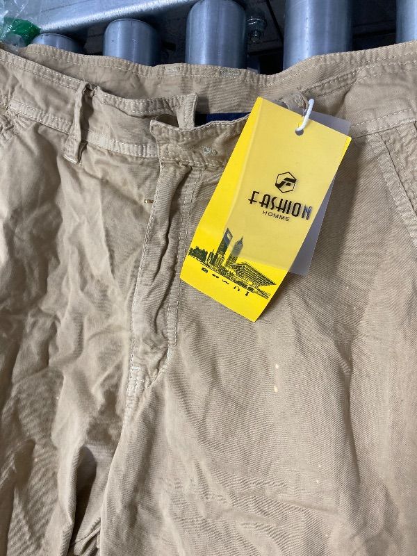Photo 1 of ***DAMAGED -BLEACH SPOTS -SELLING AS IS*** IDEALSANXUN Mens Cargo Shorts Below Knee Long Shorts (Light Khaki, 34)