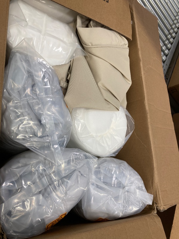 Photo 1 of ***MISSING PIECES -SELLING AS IS *** Summsun Patio Chair Cushions 22 x 22 Inch, Water Resistant Backrest Pillow and Seat Cushion Set for Outdoor Furniture, Sectional Sofa Cushion Replacments, Cream, Set of 4