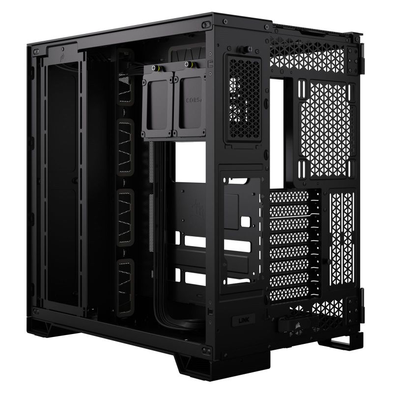 Photo 1 of **MISSING PARTS***CORSAIR 6500D Airflow Mid-Tower ATX Dual Chamber PC Case – Tempered Glass – Reverse Connection Motherboard Compatible – No Fans Included – Black