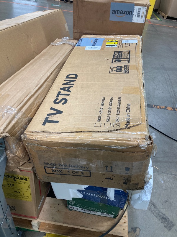 Photo 1 of *partial set box  1/2 , missing the other parts********* OneBlis 80" Fireplace TV Stand for TVs UP to 90", Electric Fireplace Entertainment Center with LED Lights & Storage Cabinets, TV Console for Living Room, Office, White-White