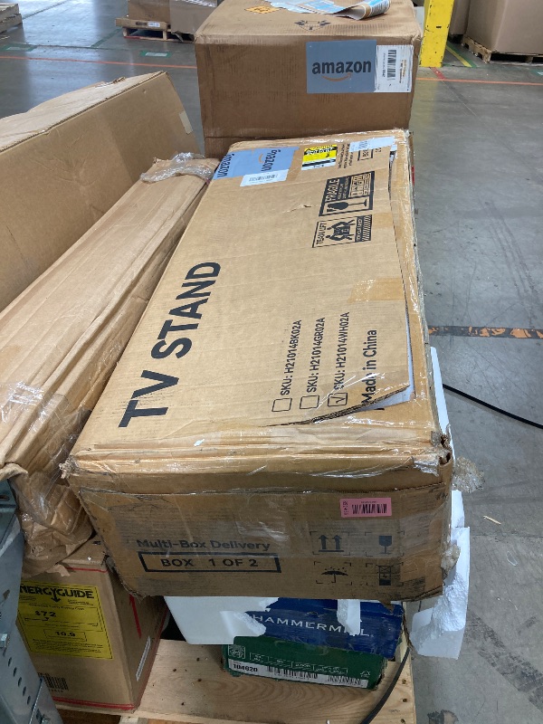Photo 1 of *partial set box  1/2 , missing the other parts********* OneBlis 80" Fireplace TV Stand for TVs UP to 90", Electric Fireplace Entertainment Center with LED Lights & Storage Cabinets, TV Console for Living Room, Office, White-White