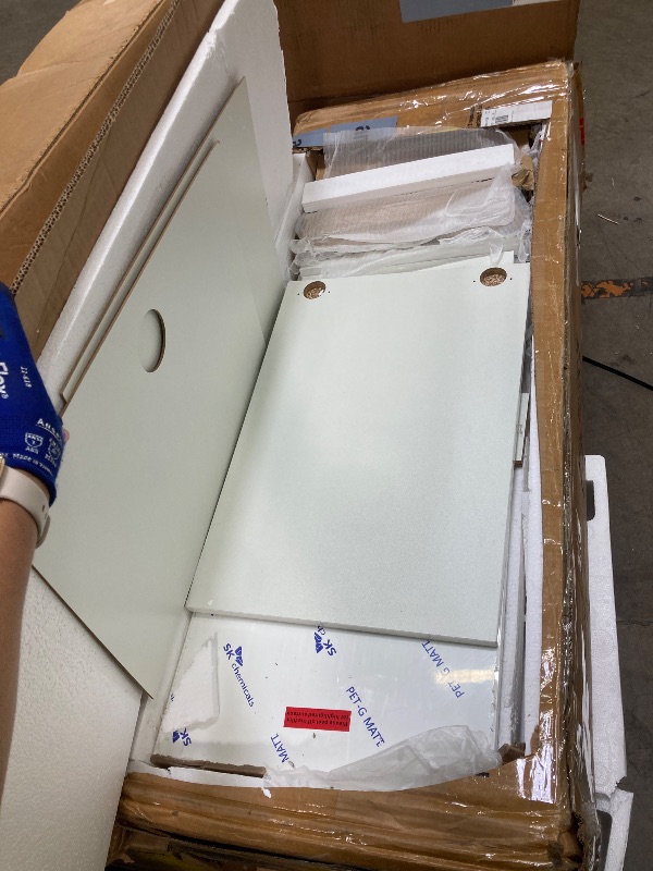 Photo 1 of *partial set box  1/2 , missing the other parts********* OneBlis 80" Fireplace TV Stand for TVs UP to 90", Electric Fireplace Entertainment Center with LED Lights & Storage Cabinets, TV Console for Living Room, Office, White-White