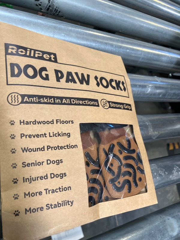 Photo 1 of Roilpet Double Sides Non-Slip Dog Socks to Prevent Licking Paws - Strong Traction for Paw Protector, Senior Dogs, Hardwood Floors, Dog Booties with Grippers - Size Medium