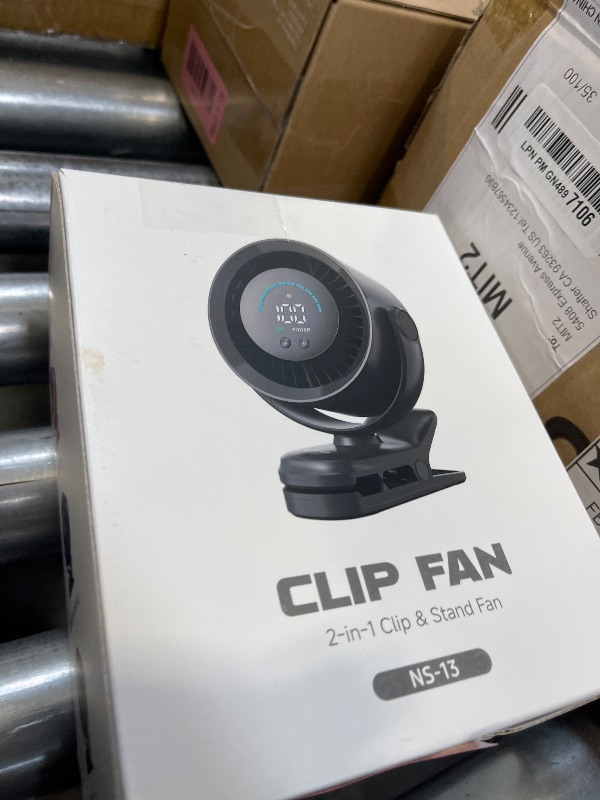 Photo 1 of KIMMOO Portable Clip on Fan, 100-Speed Rechargeable USB Fan with LED Display, 360° Rotation & Strong Airflow Desk Fan, Up to 17 Hours Small Battery Fan for Outdoor Travel Camping Treadmill Car (Black)