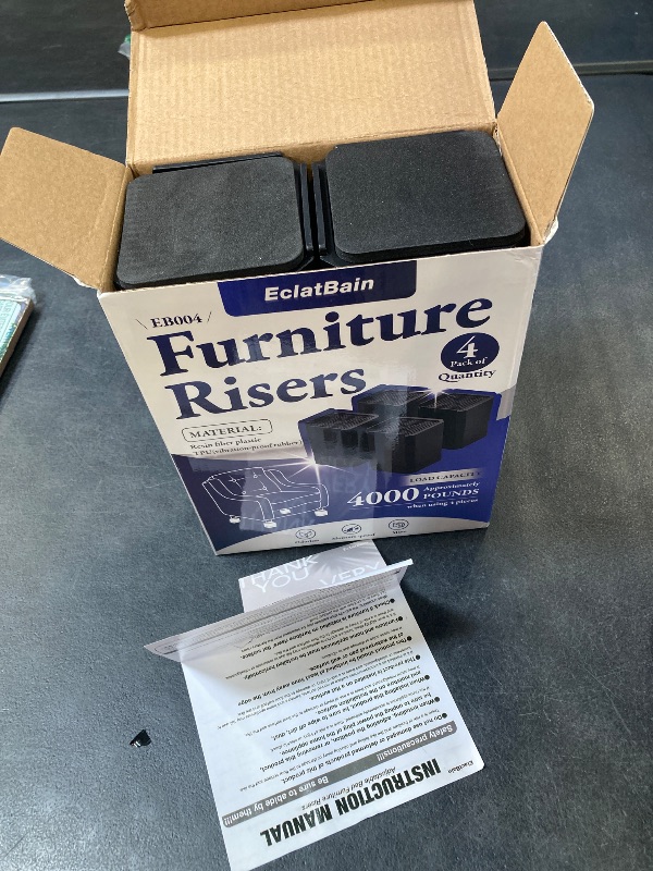 Photo 1 of EclatBain Bed Risers Furniture Risers Heavy-Duty Rectangular Adjustable Block Lift to 3 inches and 4.3 inches Desk, Sofa, Chair Legs, Refrigerator, Washing Machine Support up to 4000 pounds