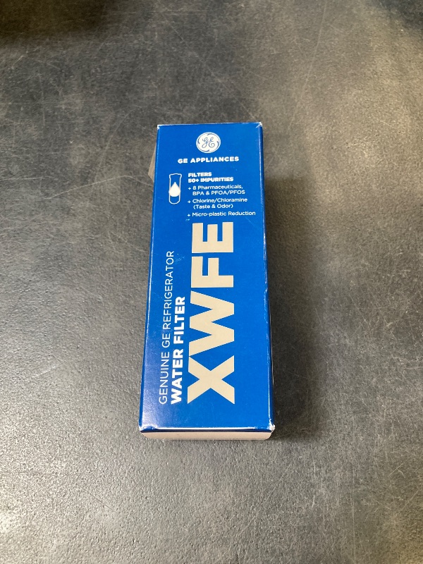 Photo 1 of GE XWFE Refrigerator Water Filter, Genuine Replacement Filter, Certified to Reduce Lead, Sulfur, and 50+ Other Impurities, Replace Every 6 Months for Best Results, Pack of 1