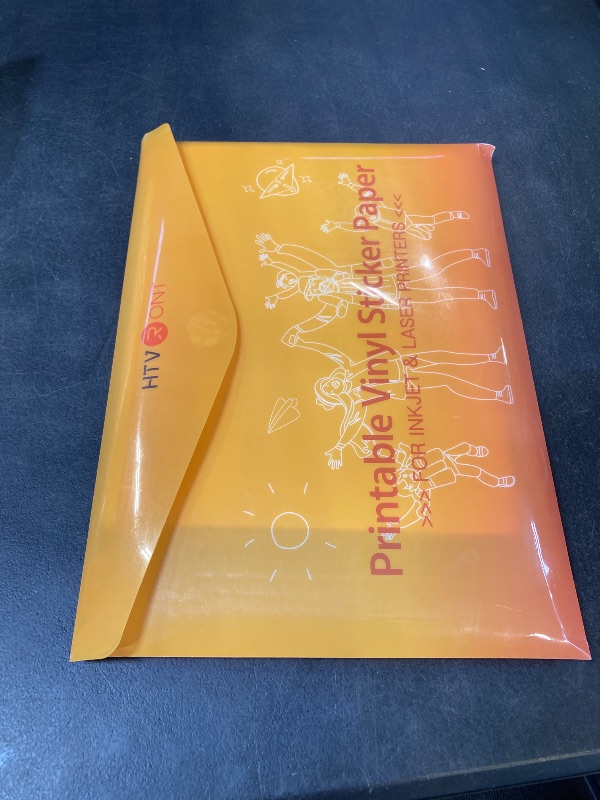 Photo 1 of HTVRONT Printable Vinyl Sticker Paper, 100 Sheets Glossy Waterproof Sticker Paper For Inkjet Printer Dries Quickly-Standard Letter Size 8.5"X11"