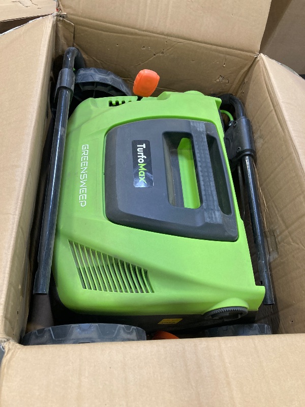 Photo 1 of GreenSweep TurfoMax 2025 | Artificial Grass Electric Turf Sweeper, 5 Adjustable Height Settings, Foldable Handle, Collection Bag Included, Restores Flattened Turf & Removes Debris