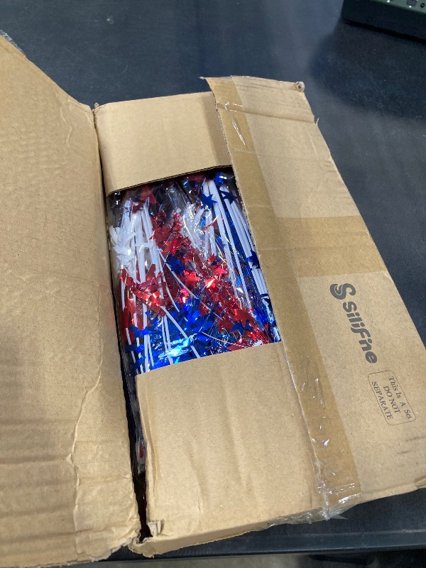 View 2 of SiliFine 6 Pcs 250th Anniversary Table Centerpieces USA 4th of July Metallic Foil Spray Star Patriotic Decorations, 13.8 Inch American Flag Theme Party Supplies for Independence Day Memorial Day
