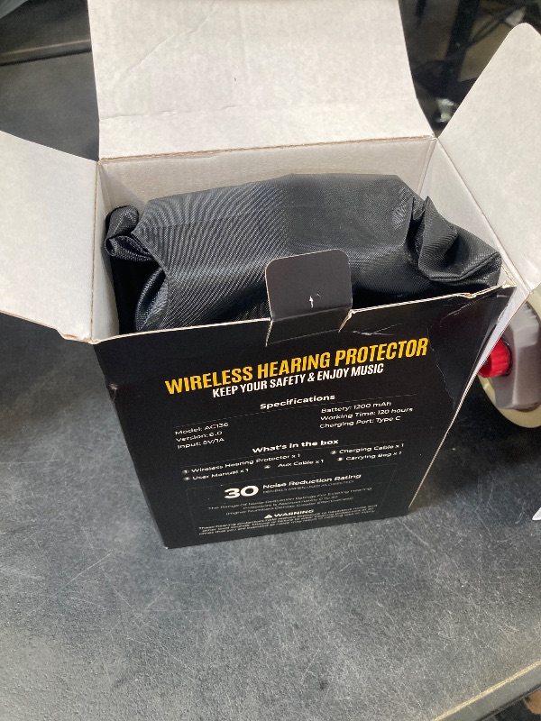 Photo 1 of Kalence Bluetooth 6.0 Hearing Protection with 120H Working Time, 30dB Safety Earmuffs, Rechargeable Ear Protection Headphones with Mic for Mowing, Workshops, Construction, Snowblowing, Black