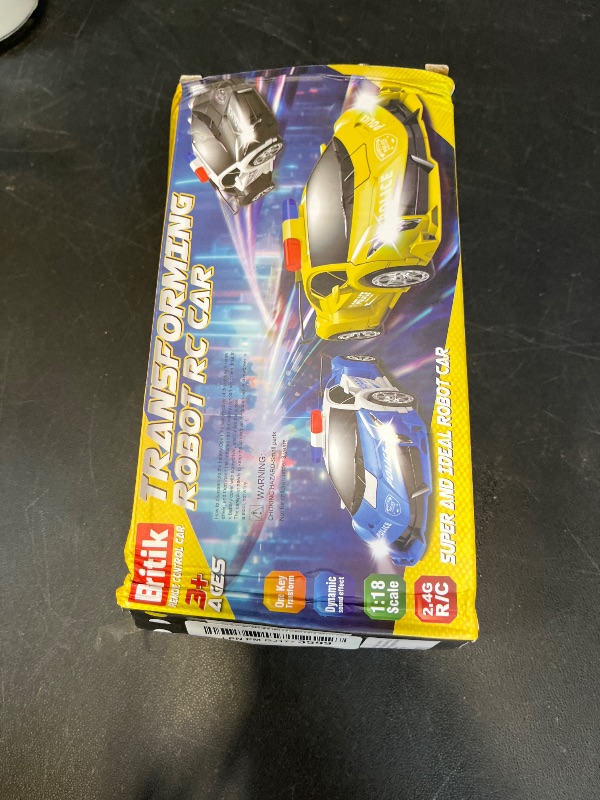 Photo 1 of Britik Transform Remote Control Car - Rc Cars, One-Button Transforming, 360° Rotation Drifting, 2.4ghz 1:18 Scale, Gift Kids Aged 4-6 Year Old Boys/Girls, Police Car Yellow
