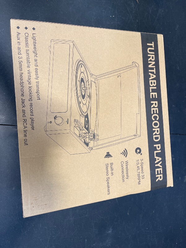 Photo 1 of Vinyl Record Player with Speakers Vintage Turntable for Vinyls Records Belt-Driven Turntables 3-Speed Bluetooth Playback Headphone AUX RCA Line LP Vinyls Players for Sound Enjoyment Retro Brown