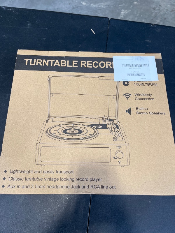 Photo 1 of Vinyl Record Player with Speakers Vintage Turntable for Vinyls Records Belt-Driven Turntables 3-Speed Bluetooth Playback Headphone AUX RCA Line LP Vinyls Players for Sound Enjoyment Retro Brown
