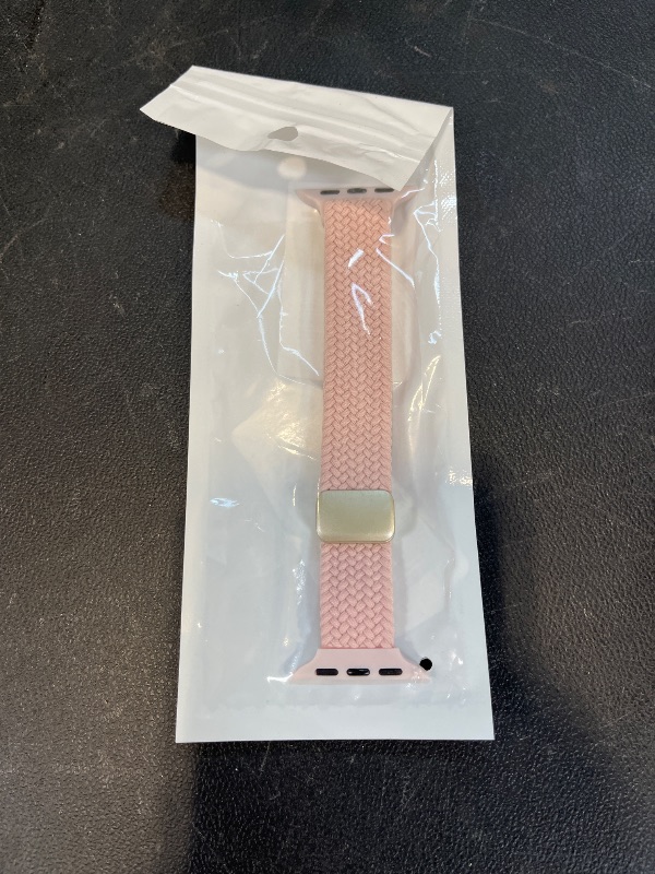 Photo 1 of Slim Braided Stretchy Loop Compatible with Apple Watch Bands for Women 40mm 38mm 41mm 42mm, Thin Elastic Sport Nylon Wristband Strap for iWatch Band Series 11 10 9 8 7 6 5 4 2 1 SE 3, Pink