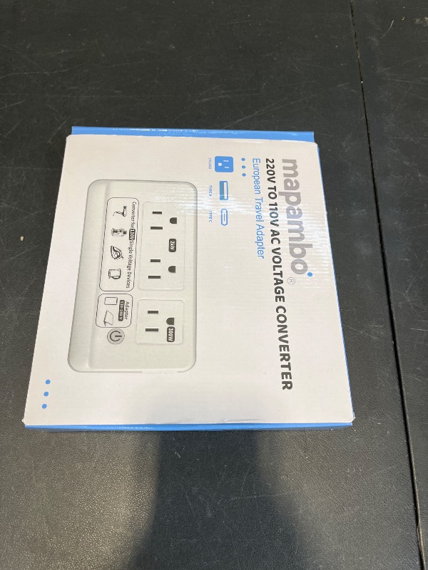 Photo 1 of Mapambo 2000W Voltage Converter US to Europe, 7 in 1 Converter for European Travel for Hair Dryer, Kettles, Coffee Makers and etc. 220v to 110v Converter for International Travels (White)