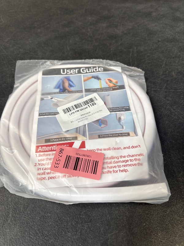 Photo 1 of Cord Hider Raceway Kit, 118 inch Wall Cable Hider for 1 Cable, Silicone Material Hiding Wall Mount TV Powers Cords in Home Office, W0.55 H0.39in White