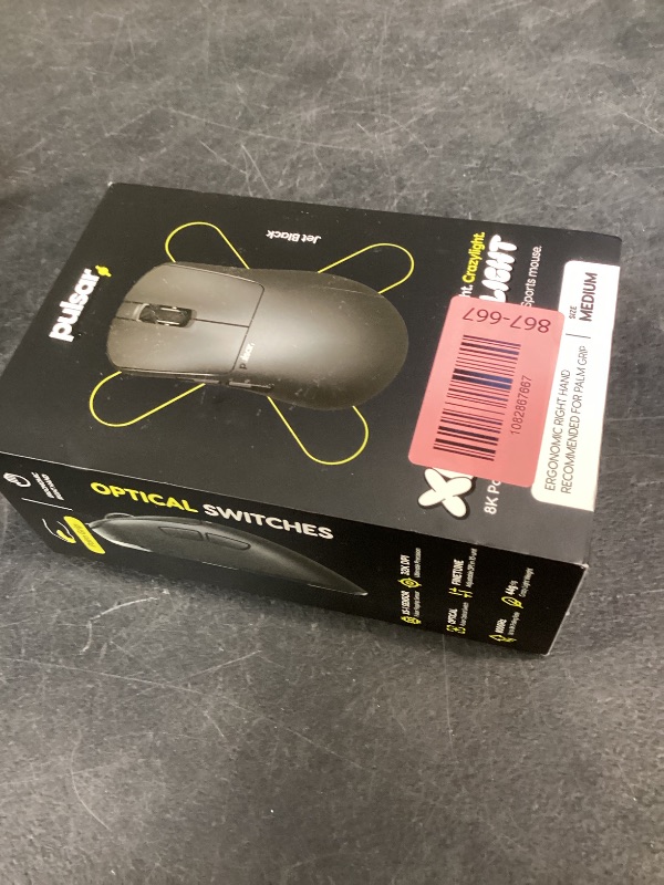 Photo 1 of Pulsar Gaming Gears Xlite Crazylight Wireless Gaming Mouse, Ultra Lightweight 1.55 oz (44g), Optical Switch, 32000 DPI, 750 IPS, XS-1 Sensor, 8k Compatible (Medium, Jet Black)