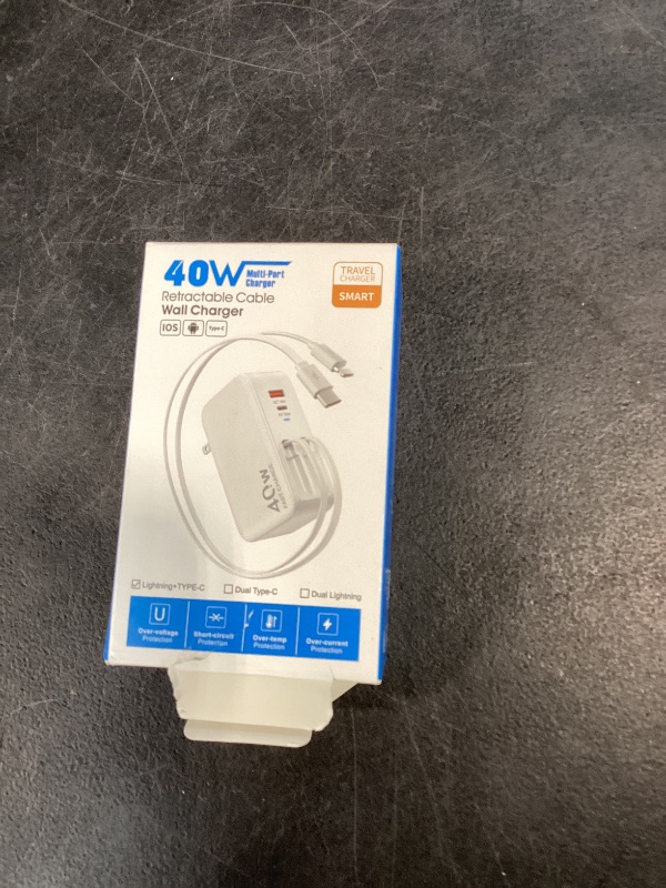 Photo 1 of 4-in-1 Retractable USB C Wall Charger,40W Fast Charging for Multi-Device