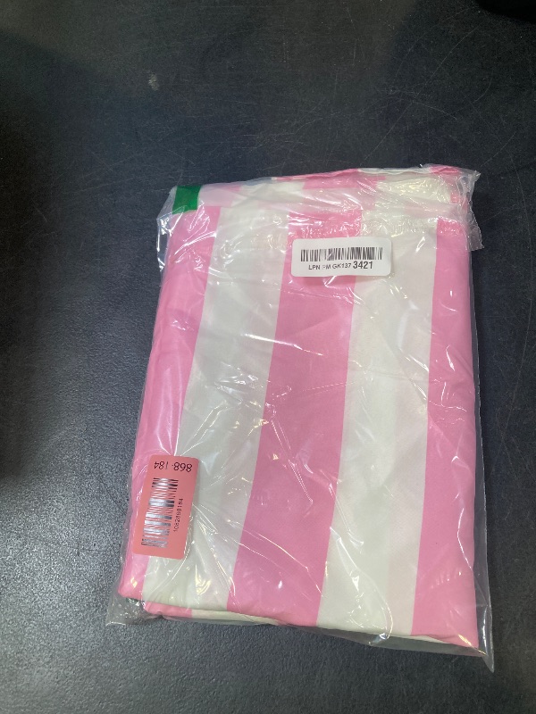 View 2 of SoarDream Pink and White Striped Tablecloth 57 x 84 Inch Rectangle Waterproof Valentines Day Table Cloth for Easter Holiday Spring Picnic Birthday Party Decoration