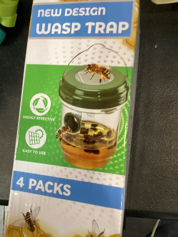 Photo 1 of Wasp Trap Outdoor Hanging, Solar Powered Bee Trap Hornets Yellow Jacket Traps Reusable, Bee Wasp Catcher for Garden Patio Yard Orchard, 4 Packs