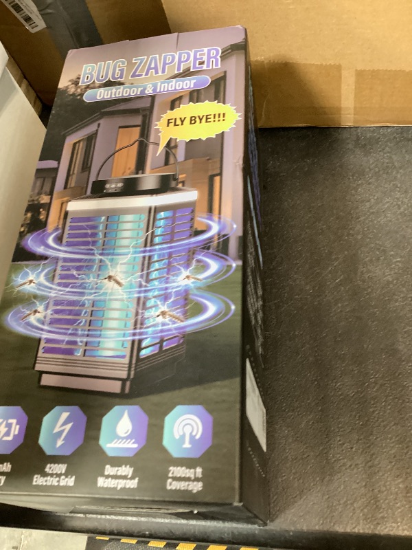 Photo 1 of Bug Zapper Outdoor Cordless, 4200V Electric Mosquito Zapper 3 in 1 Portable & Rechargeable Bug Zapper Outdoor Waterproof IP67 with LED Blue Light, Wireless Hanging Fly Zapper for Patio Camping