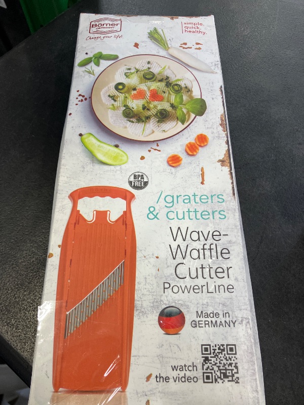 Photo 1 of Börner Wave-Waffle PowerLine Crinkle Cut Vegetable Slicer (Orange) • Slicer for Wave & Waffle Cut • Wavy Vegetable Cutter • Slicer for Lattice Potatoes & Chips • Wavy Potato Slicer