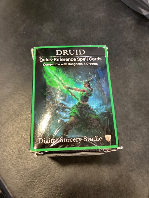 Photo 1 of Digital Sorcery Studio Druid Spell Cards 5e 2024 Full Art Cards – Compatible with D&D – Laminated Water Resistant DND Accessories – Quick Reference Spellbook Card Deck for Druids