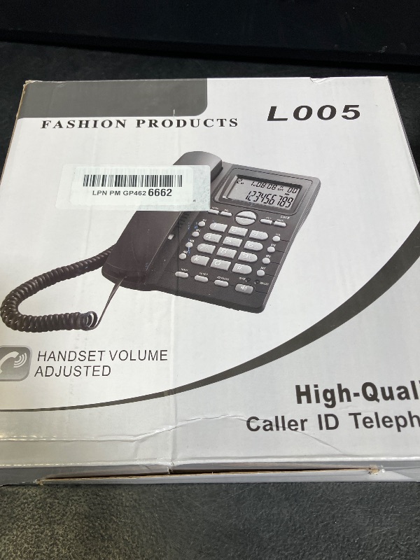 Photo 1 of Corded Caller ID Telephone, TelPal Landline Home Phones with Blue Backlight & Speaker, Hands Free Analog Hotel Office Telephone Set, Desktop Speed Memory Dial Telephones for Seniors (Black)